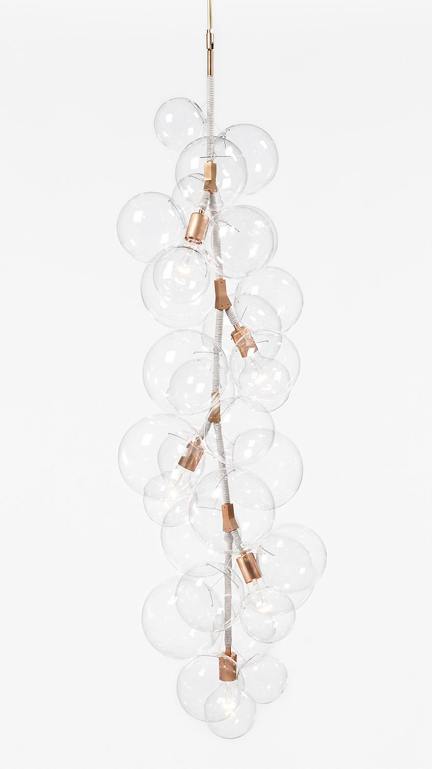 Five light vertical bubble chandelier